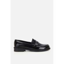 Yaya By Hotiç Kadın Siyah Rugan Düz Tabanlı Klasik Loafer