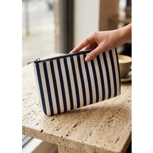The Mia Clutch Stripe Mavi Beyaz 27 x 19 cm