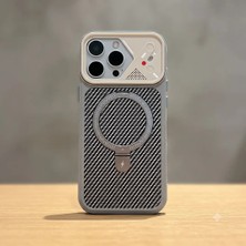Bluecase iPhone 17 Pro Max Kılıf Magsafe Uyumlu Manyetik Karbon Fiber Desenli Kamera Korumalı Şık Telefon Kılıfı Gri