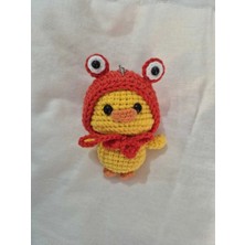On Marifet Yün ve Hobi Dünyası Amigurumi Örgü Oyuncak Sarı Kırmızı Şapkalı Ördek Anahtarlık
