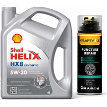Shell Helix Hx8 Motor Yağı 5W-30 4 Litre + Lastik Tamir Kiti 400 ml