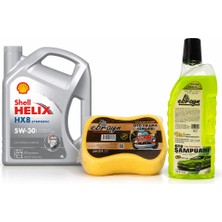 Shell Helix Hx8 Motor Yağı 5W-30 4 Litre + Oto Şampuan 1000 ml + Yıkama Süngeri