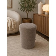 Wooly Life Puf Tedy Kumaş Oturma Pufu Çok Amaclı Makyaj Koltuğu Gri