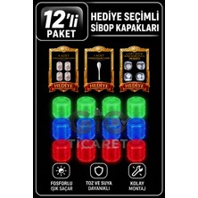 Gio Ticaret - 12'li Fosforlu Sibop Kapağı Seti - Karanlıkta Parlayan - Otomobil Motosiklet Bisiklet Lastik Uyumlu - Seçmeli Hediyeli