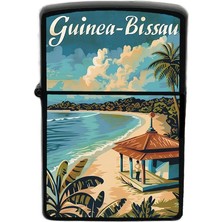 İberk Gine-Bissau - Guinea-Bissau - Hand-Paint Ülke Temalı Benzinli Siyah Çakmak