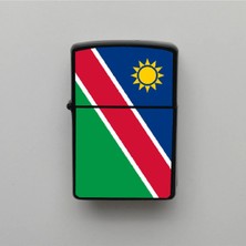 İberk Namibya Namibia Klasik Ülke Bayraklı - Benzinli Siyah Çakmak