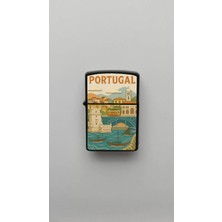İberk Portugal Portekiz - Paper-Cut Style - Benzinli Siyah Çakmak