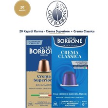 Caffe Borbone Crema Superiore ve Crema Classica 20'li Kapsül Kahve Seti (2X10) Nespresso Uyumlu