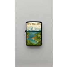 İberk New Zealand Yeni Zelanda - Paper-Cut Style - Benzinli Siyah Çakmak