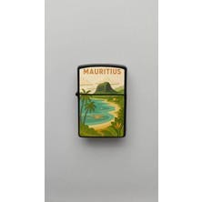 İberk Mauritius Mauritius - Paper-Cut Style - Benzinli Siyah Çakmak