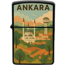 İberk Ankara - Paper Cut Memleket Temalı Benzinli Siyah Çakmak