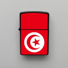 İberk Tunus Tunisia Klasik Ülke Bayraklı - Benzinli Siyah Çakmak