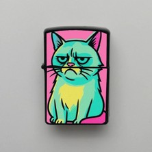 İberk Pop Art Grumpy Cat Somurtkan Kedi - Benzinli Siyah Çakmak