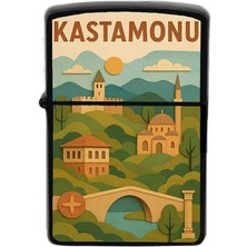 İberk Kastamonu - Paper Cut Memleket Temalı Benzinli Siyah Çakmak