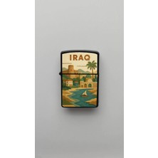 İberk Iraq Irak - Paper-Cut Style - Benzinli Siyah Çakmak