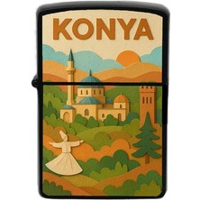 İberk Konya - Paper Cut Memleket Temalı Benzinli Siyah Çakmak