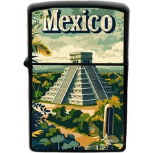İberk Meksika - Mexico - Hand-Paint Ülke Temalı Benzinli Siyah Çakmak