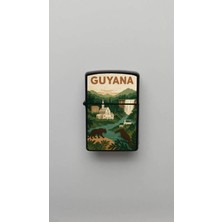 İberk Guyana Guyana - Paper-Cut Style - Benzinli Siyah Çakmak