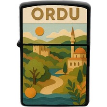 İberk Ordu - Paper Cut Memleket Temalı Benzinli Siyah Çakmak