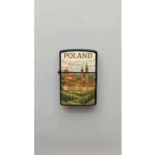 İberk Poland Polonya - Paper-Cut Style - Benzinli Siyah Çakmak