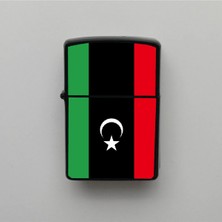 İberk Libya Klasik Ülke Bayraklı - Benzinli Siyah Çakmak