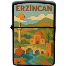 İberk Erzincan - Paper Cut Memleket Temalı Benzinli Siyah Çakmak