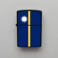 İberk Nauru Klasik Ülke Bayraklı - Benzinli Siyah Çakmak