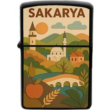 İberk Sakarya - Paper Cut Memleket Temalı Benzinli Siyah Çakmak