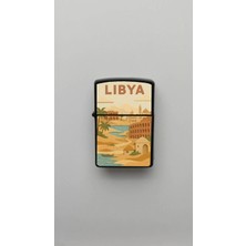 İberk Libya Libya - Paper-Cut Style - Benzinli Siyah Çakmak