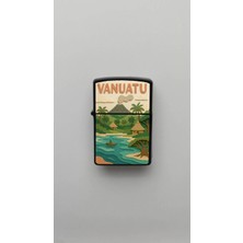 İberk Vanuatu Vanuatu - Paper-Cut Style - Benzinli Siyah Çakmak