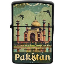 İberk Pakistan - Pakistan - Hand-Paint Ülke Temalı Benzinli Siyah Çakmak