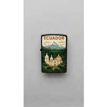 İberk Ecuador Ekvador - Paper-Cut Style - Benzinli Siyah Çakmak