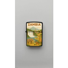 İberk Zambia Zambiya - Paper-Cut Style - Benzinli Siyah Çakmak