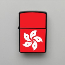İberk Hong Kong Klasik Ülke Bayraklı - Benzinli Siyah Çakmak