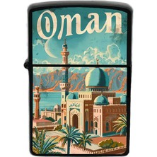 İberk Umman - Oman - Hand-Paint Ülke Temalı Benzinli Siyah Çakmak