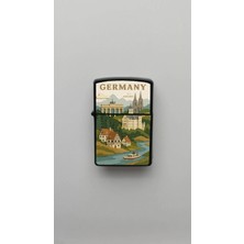 İberk Germany Almanya - Paper-Cut Style - Benzinli Siyah Çakmak