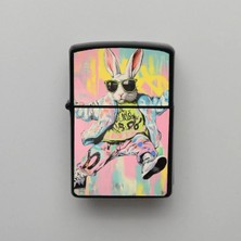 İberk Pop Art Rabbit Tavşan - Benzinli Siyah Çakmak -