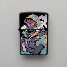 İberk Anime Manga Masked Smoke Pop Art Benzinli Siyah Çakmak