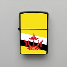 İberk Brunei Klasik Ülke Bayraklı - Benzinli Siyah Çakmak