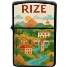 İberk Rize - Paper Cut Memleket Temalı Benzinli Siyah Çakmak