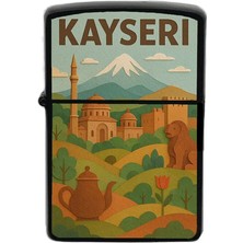 İberk Kayseri - Paper Cut Memleket Temalı Benzinli Siyah Çakmak
