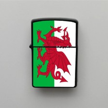 İberk Galler Wales Klasik Ülke Bayraklı - Benzinli Siyah Çakmak