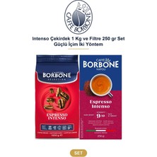 Caffe Borbone Intenso Çekirdek 1 kg ve Filtre 250 gr Set Güçlü Içim Iki Yöntem