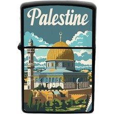 İberk Filistin - Palestine - Hand-Paint Ülke Temalı Benzinli Siyah Çakmak