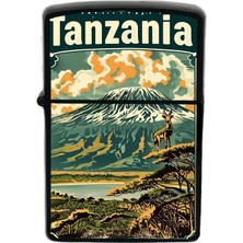 İberk Tanzanya - Tanzania - Hand-Paint Ülke Temalı Benzinli Siyah Çakmak
