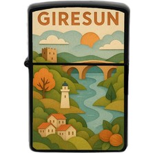 İberk Giresun - Paper Cut Memleket Temalı Benzinli Siyah Çakmak