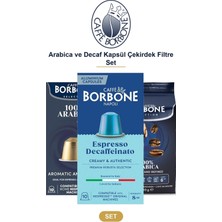 Caffe Borbone Arabica ve Decaf Kapsül Çekirdek Filtre Set – Nespresso Uyumlu, 3 Yöntem Tek Pakette
