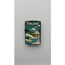 İberk Finland Finlandiya - Paper-Cut Style - Benzinli Siyah Çakmak