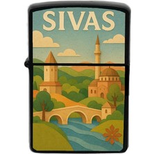 İberk Sivas - Paper Cut Memleket Temalı Benzinli Siyah Çakmak