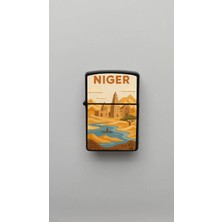 İberk Niger Nijer - Paper-Cut Style - Benzinli Siyah Çakmak